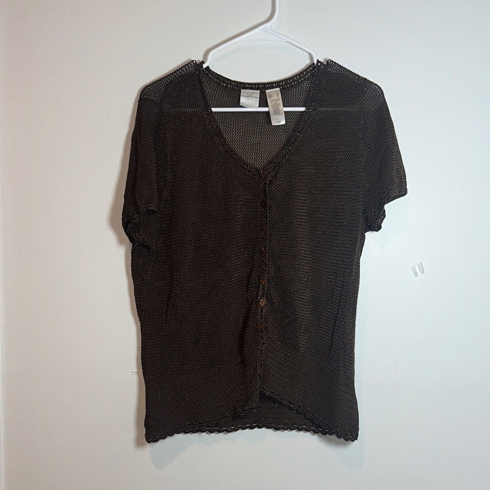 Emma James Dark Brown Mesh Blouse